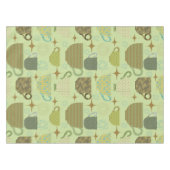 Midden eeuw Sage Teacup Patroon Tafelkleed (Voorkant (Horizontaal))