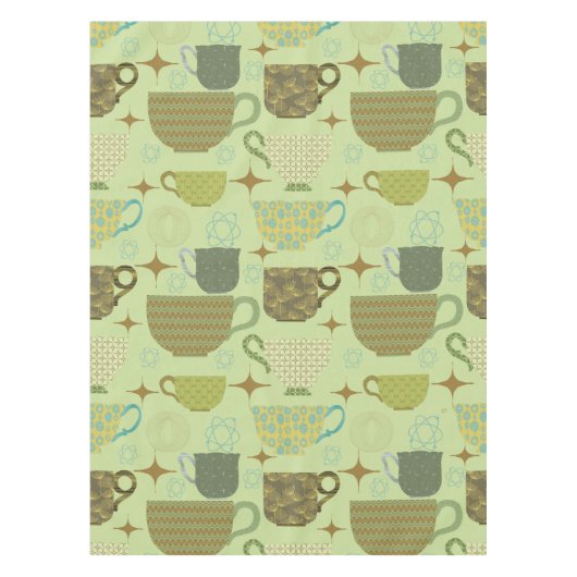 Midden eeuw Sage Teacup Patroon Tafelkleed (Voorkant)