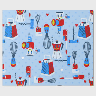 Midden eeuw schattige keuken kookgerei retro cadeaupapier