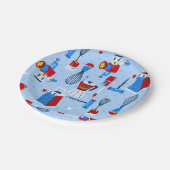 Midden eeuw schattige keuken kookgerei retro papieren bordje (Gekanteld)