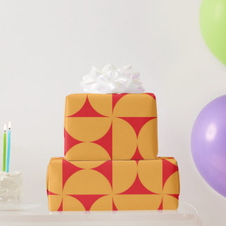 Midden-Eeuw Sinaasappel Halve Cirkels Patroon op R Cadeaupapier