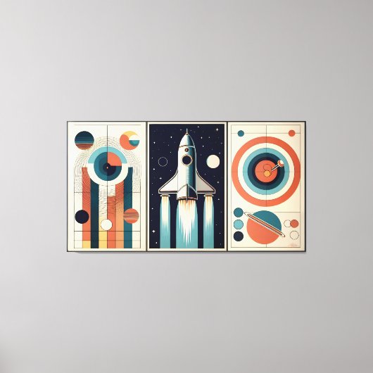Midden-eeuw Space Age Art Galaxy Navigatie Canvas Afdruk (Voorkant)
