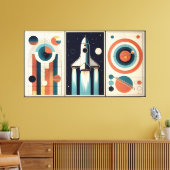 Midden-eeuw Space Age Art Galaxy Navigatie Canvas Afdruk (Insitu (Woonkamer))
