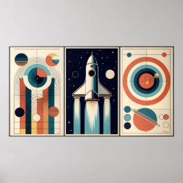 Midden-eeuw Space Age Art Galaxy Navigatie Poster