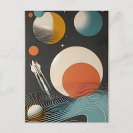 Midden eeuw Space Age Art Galaxy Waves Briefkaart