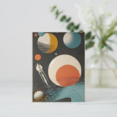 Midden eeuw Space Age Art Galaxy Waves Briefkaart (Staand voorkant)