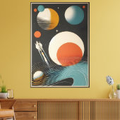 Midden eeuw Space Age Art Galaxy Waves Canvas Afdruk (Insitu (Woonkamer))
