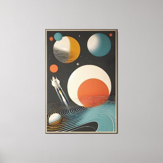 Midden eeuw Space Age Art Galaxy Waves Canvas Afdruk (Voorkant)
