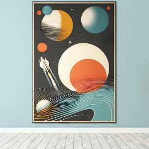 Midden eeuw Space Age Art Galaxy Waves Canvas Afdruk