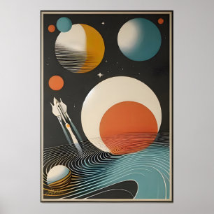 Midden eeuw Space Age Art Galaxy Waves Poster