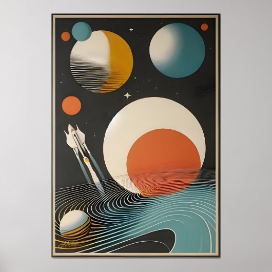 Midden eeuw Space Age Art Galaxy Waves Poster (Voorkant)