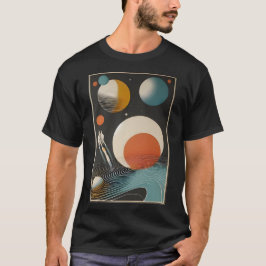 Midden eeuw Space Age Art Galaxy Waves T-shirt