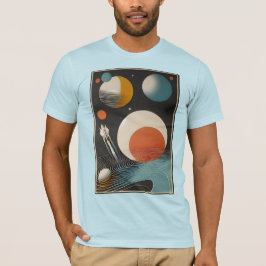 Midden eeuw Space Age Art Galaxy Waves T-shirt