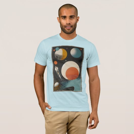 Midden eeuw Space Age Art Galaxy Waves T-shirt (Voorkant volledig)