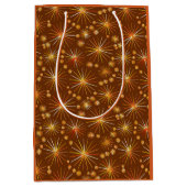 Midden eeuw Sputnik patroon, Chocoladebruin Medium Cadeauzakje (Voorkant)