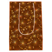 Midden eeuw Sputnik patroon, Chocoladebruin Medium Cadeauzakje (Achterkant)