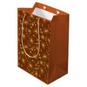 Midden eeuw Sputnik patroon, Chocoladebruin Medium Cadeauzakje (Achterkant Gekanteld)