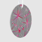 Midden eeuw Sputnik patroon, Grijs en Fuchsia Ornament (voorkant)