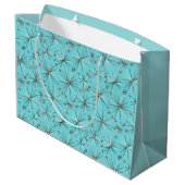 Midden eeuw Sputnik patroon, Robins Ei Blauw Large Cadeautasje (Achterkant Gekanteld)