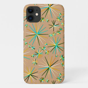 Midden eeuw Sputnik patroon, Taupe Tan iPhone 11 Hoesje