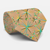 Midden eeuw Sputnik patroon, Taupe Tan Stropdas (Opgerold)