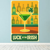 Midden eeuw St. Patrick's Shamrock Martini Kunst Canvas Afdruk (Insitu (Houten vloer))