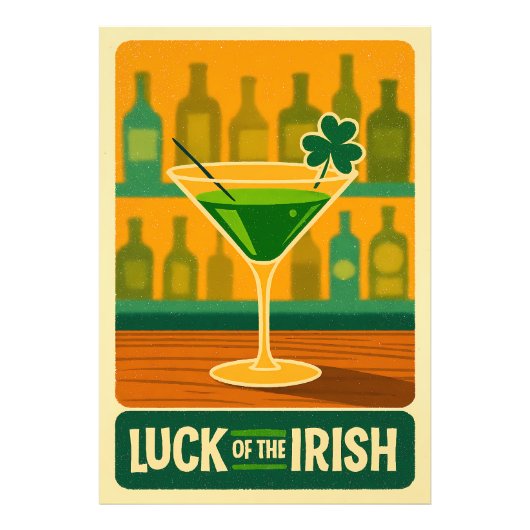Midden eeuw St. Patrick's Shamrock Martini Kunst Foto Afdruk (Voorkant)