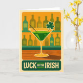 Midden eeuw St. Patrick's Shamrock Martini Kunst Kaart (Gele Bloem)