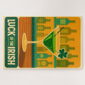 Midden eeuw St. Patrick's Shamrock Martini Kunst Legpuzzel (Horizontaal)