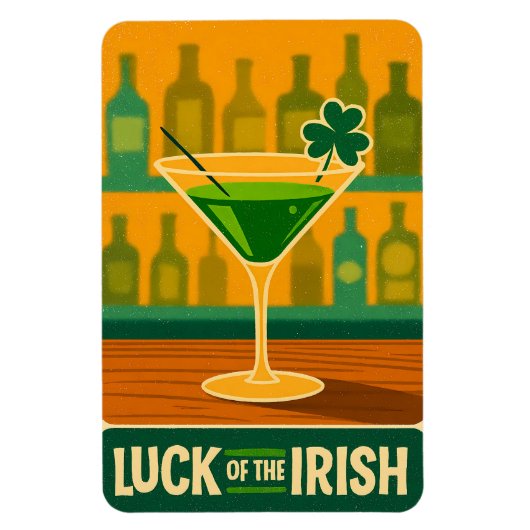 Midden eeuw St. Patrick's Shamrock Martini Kunst Magneet (Verticaal)