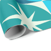 Midden-Eeuw Starbursts op Blauwe Blauwgroen Cirkel Cadeaupapier (Rol Hoek)