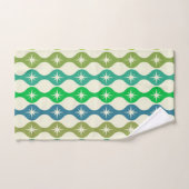 Midden eeuw Starbursts op groen blauw Ogee patroon Bad Handdoek (Handdoek)