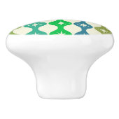 Midden eeuw Starbursts op groen blauw Ogee patroon Keramische Knop (Zijkant)