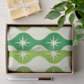 Midden eeuw Starbursts op groen blauw Ogee patroon Tissuepapier (Geschenk)