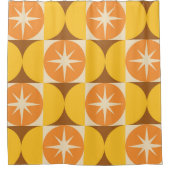 Midden-Eeuw Starbursts op Oranje Gele Cirkels Douchegordijn (Voorkant)