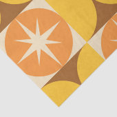 Midden-Eeuw Starbursts op Oranje Gele Cirkels Tissuepapier (Detail)