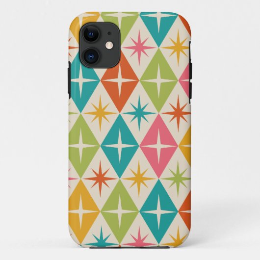 Midden eeuw steruitbarstingen op kleurrijke retro Case-Mate iPhone case (Achterkant)