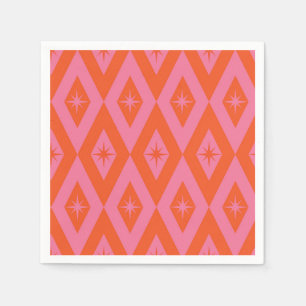 Midden eeuw steruitbarstingen op roze oranje diama servet