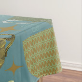 Midden eeuw Stoffig Blauw Teacup Patroon Tafelkleed (Voorbeeld)