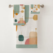 Midden eeuw Teal, goud en roze abstract Bad Handdoek (Insitu)