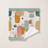 Midden eeuw Teal, goud en roze abstract Bad Handdoek (Wasdoekje)