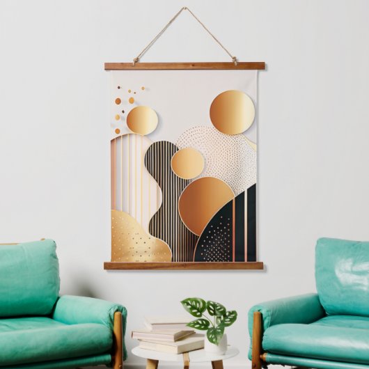 Midden eeuw Terracotta Bruin en Beige Hangend Wandkleed (Woonkamer)