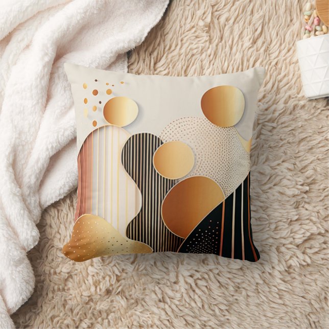 Midden eeuw Terracotta Bruin en Beige Kussen (Deken)