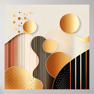 Midden eeuw Terracotta Bruin en Beige Poster