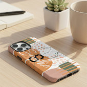 Midden Eeuw Terracotta & Groen Abstract Monogram Case-Mate iPhone Case