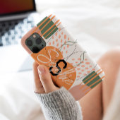 Midden Eeuw Terracotta & Groen Abstract Monogram Case-Mate iPhone Case