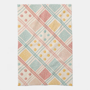 Midden eeuw terracotta plaid ruitpatroon theedoek