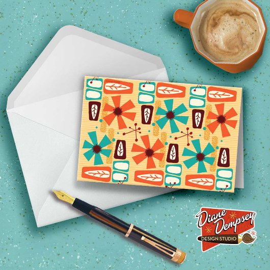 Midden-eeuw Tiki Bloemennotitiekaarten Bedankkaart