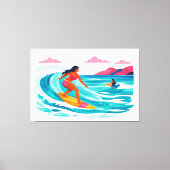 Midden eeuw tropische strandkunst canvas afdruk (Voorkant)
