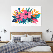 Midden eeuw tropische strandkunst canvas afdruk (Insitu (Slaapkamer))
